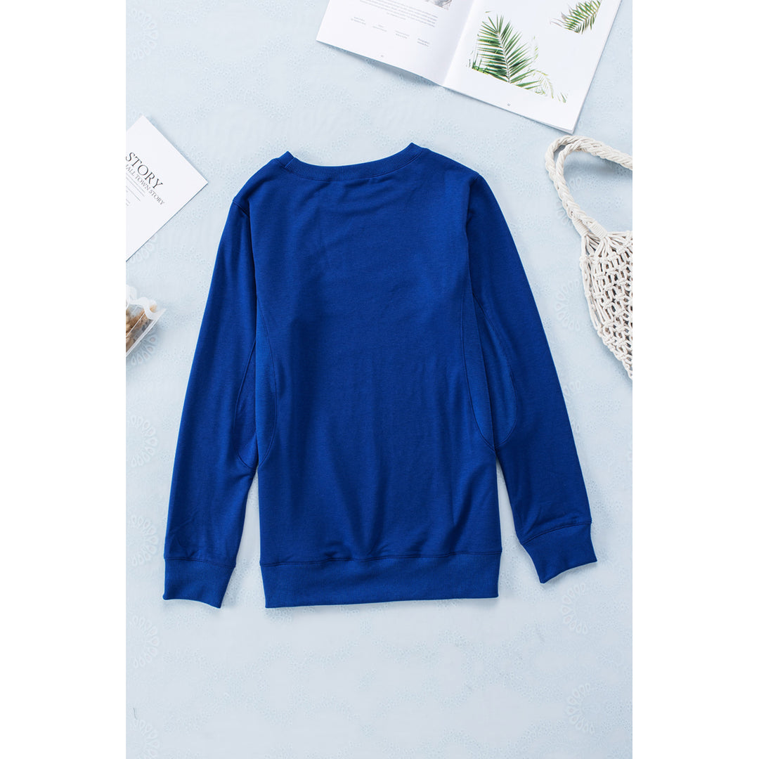 Womens Blue Wash Fleece Pullover Sweatshirt Image 3