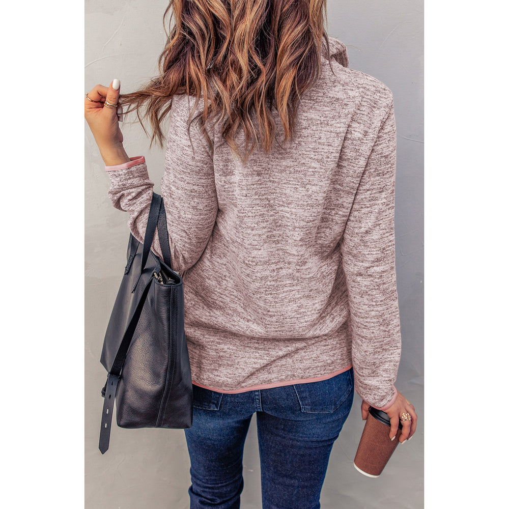 Women's Pink Quarter Zip Pullover Sweatshirt Image 2