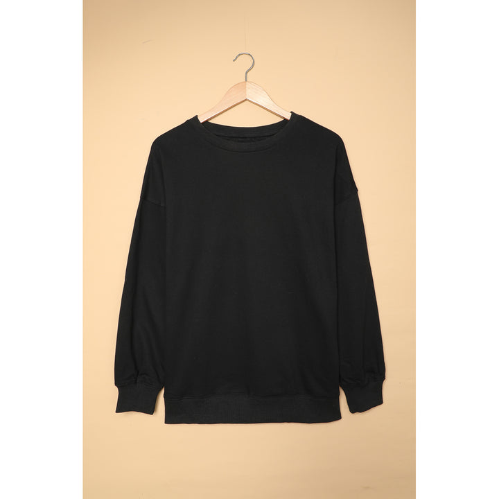 Women's Black Oversized Solid Drop Shoulder Sweatshirt Image 1