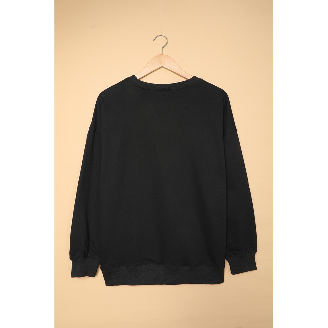 Women's Black Oversized Solid Drop Shoulder Sweatshirt Image 2