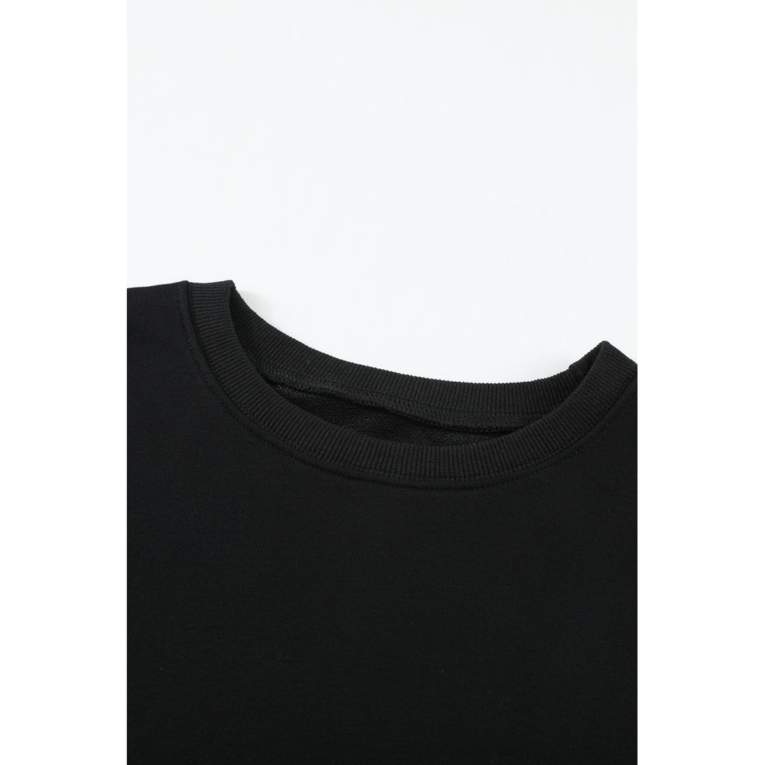 Women's Black Oversized Solid Drop Shoulder Sweatshirt Image 3