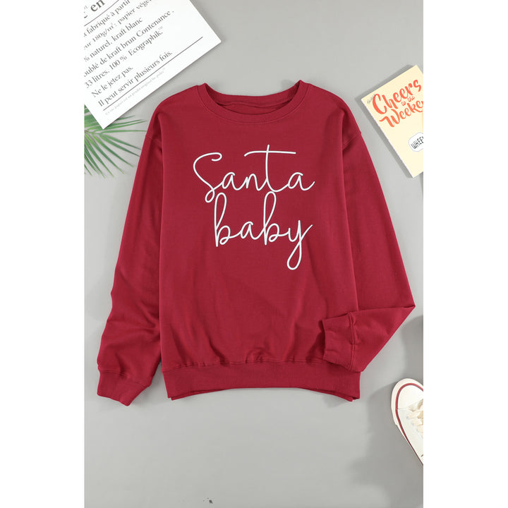 Women's Christmas Santa Baby Print Pullover Sweatshirt Image 1