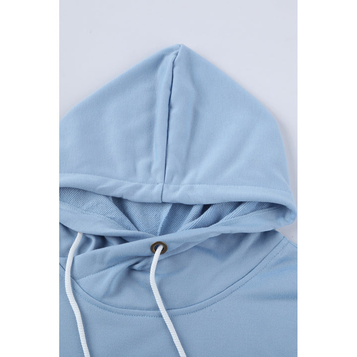 Womens Blue Colorblock Cowl Neck Pullover Hoodie Image 3