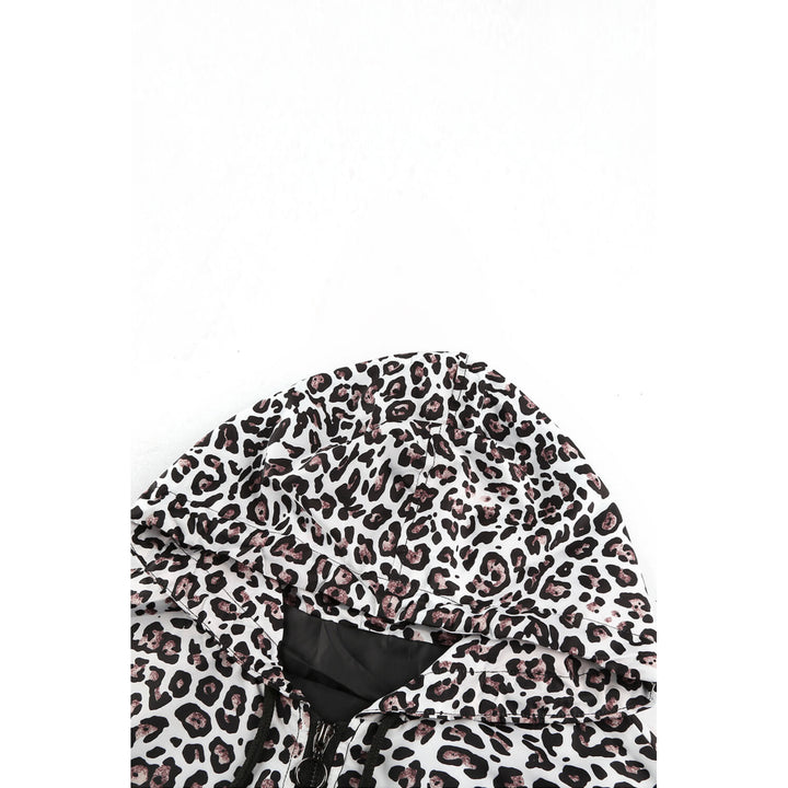 Womens Zip Neck Leopard Pullover Hoodie Image 9