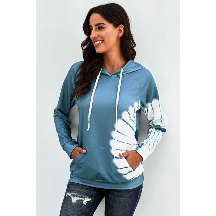Womens Blue Oversized Pocket Front Hoodie Image 1