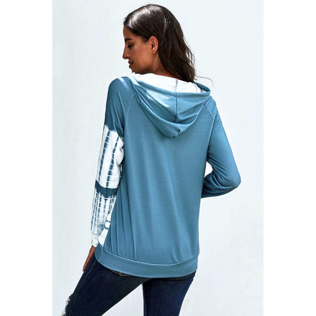 Womens Blue Oversized Pocket Front Hoodie Image 2