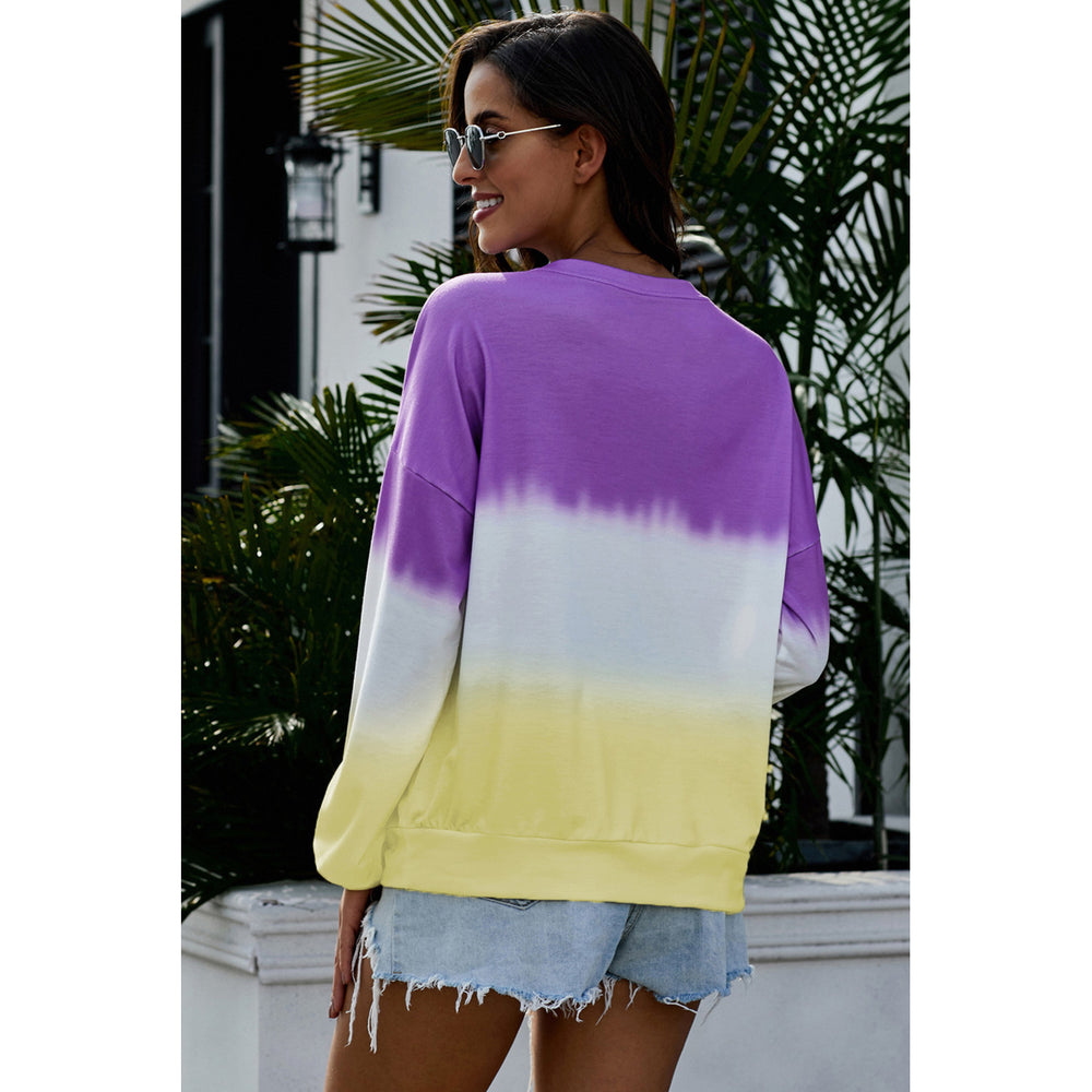 Women's Modena Color Block Tie Dye Pullover Sweatshirt Image 2