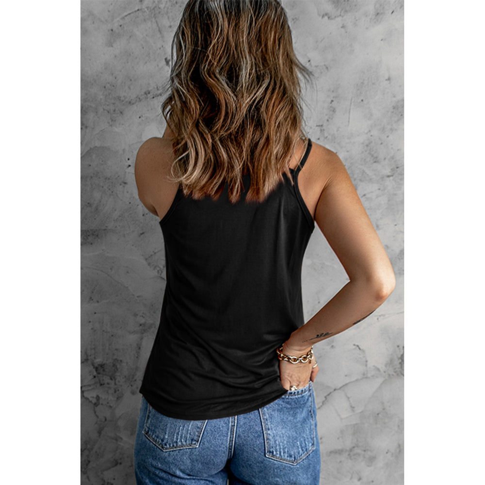 Women's Black Ladder Hollow-out Tank Top Image 2