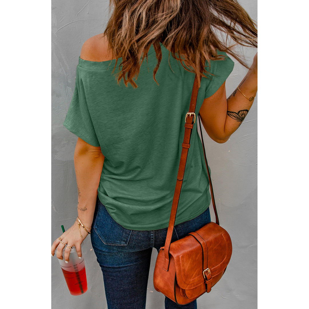 Women's Green Pocketed Tee with Side Slits Image 1