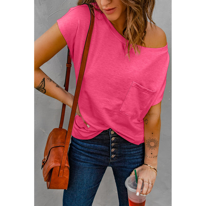Womens Rose Pocketed Tee with Side Slits Image 1