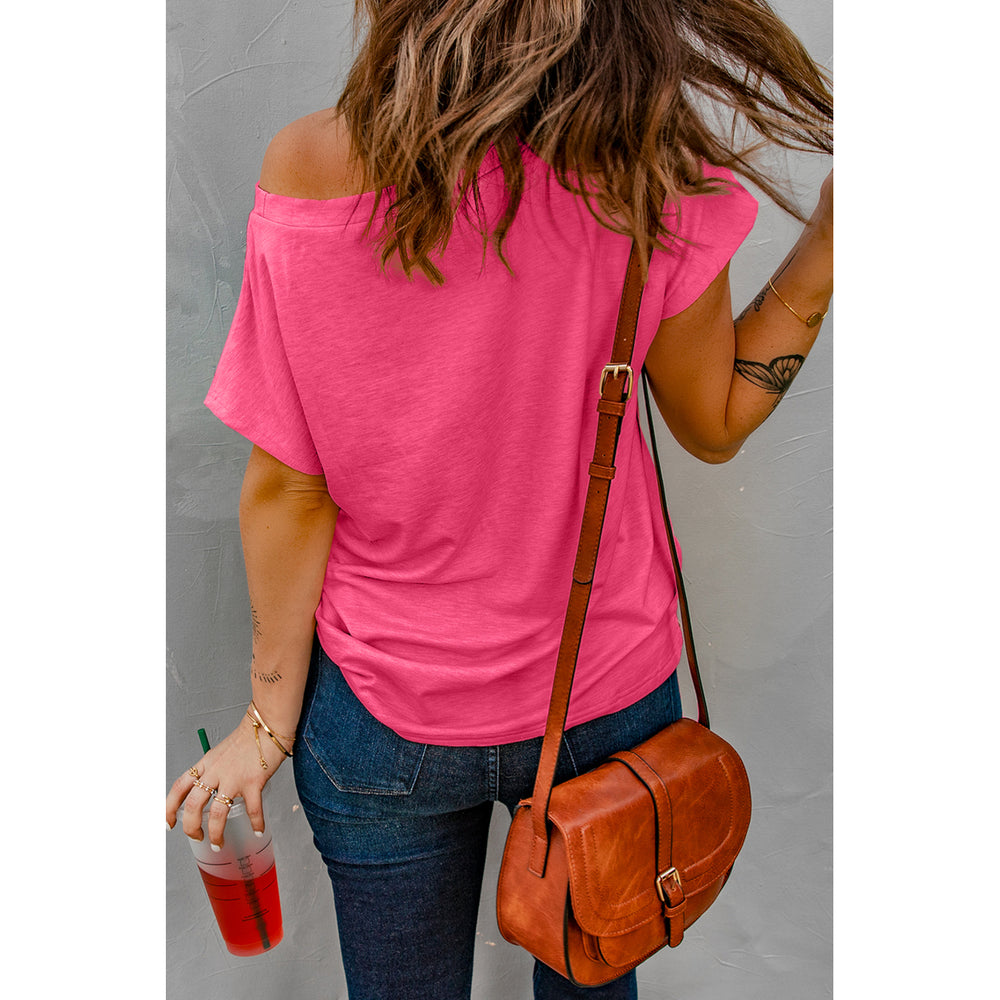 Womens Rose Pocketed Tee with Side Slits Image 2