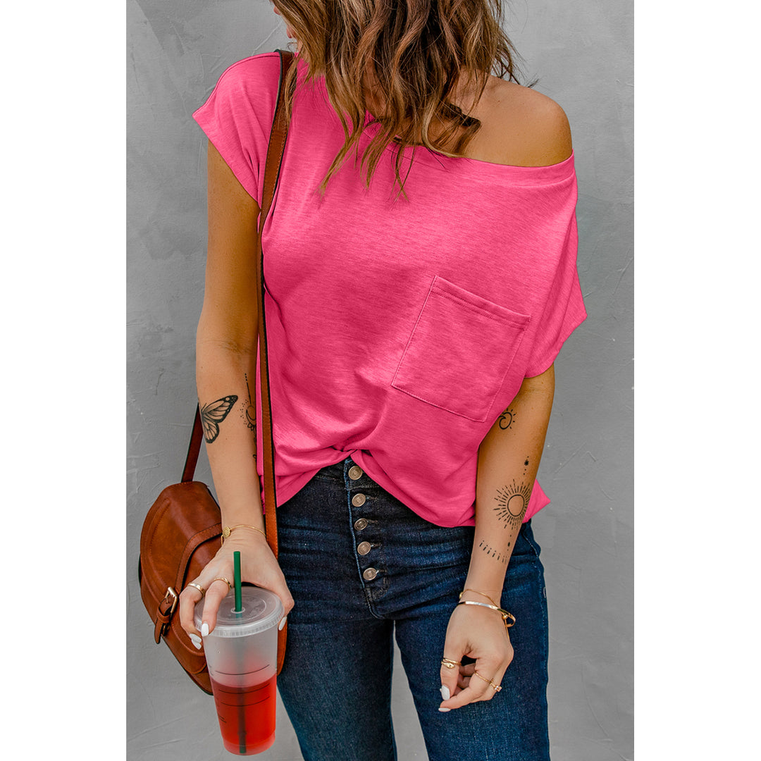 Womens Rose Pocketed Tee with Side Slits Image 3