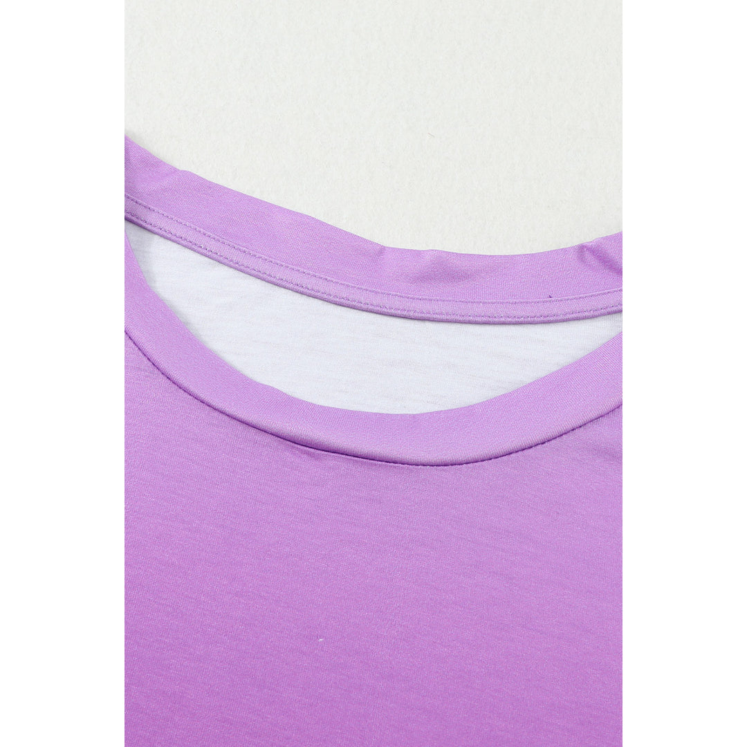Womens Purple Gradient Color Short Sleeve T-Shirt with Pocket Image 7