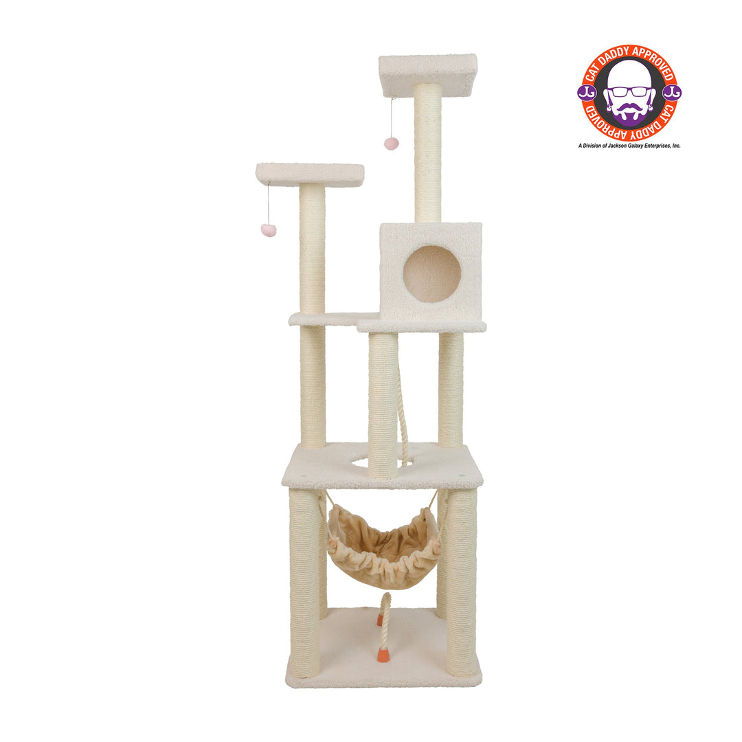 Armarkat Real Wood B7301 Classic Ivory Cat Tree4 Levels With Rope SwingPerch Image 2