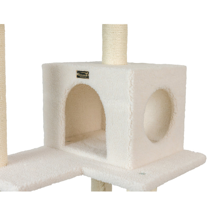 Armarkat Real Wood B7301 Classic Ivory Cat Tree4 Levels With Rope SwingPerch Image 4