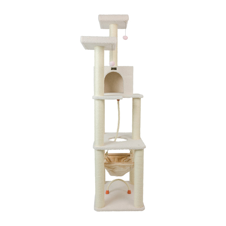 Armarkat Real Wood B7301 Classic Ivory Cat Tree4 Levels With Rope SwingPerch Image 6