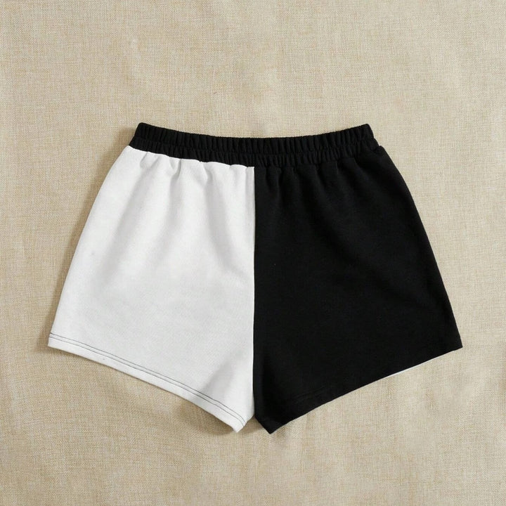 Two Tone Elastic Waist Shorts Image 2