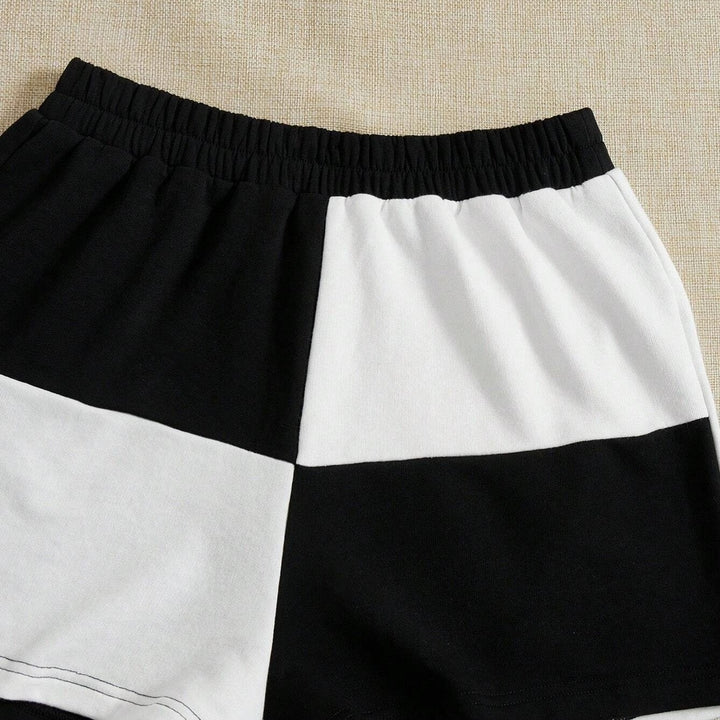 Two Tone Elastic Waist Shorts Image 4