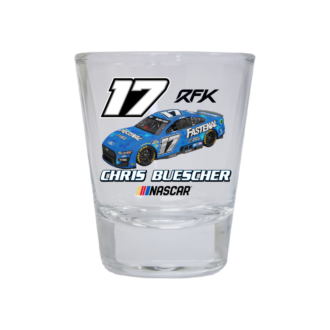 17 Chris Buescher NASCAR Officially Licensed Round Shot Glass Image 1