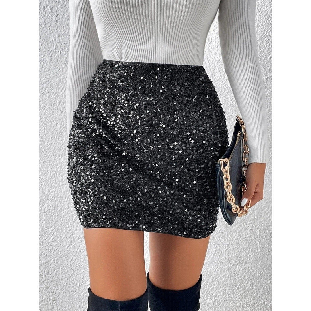 High Waist Sequin Bodycon Skirt Image 7