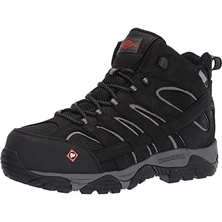 MERRELL WORK Men's Moab Vertex Mid Leather Waterproof Comp Toe Work Boot Black - J05241  BLACK Image 1