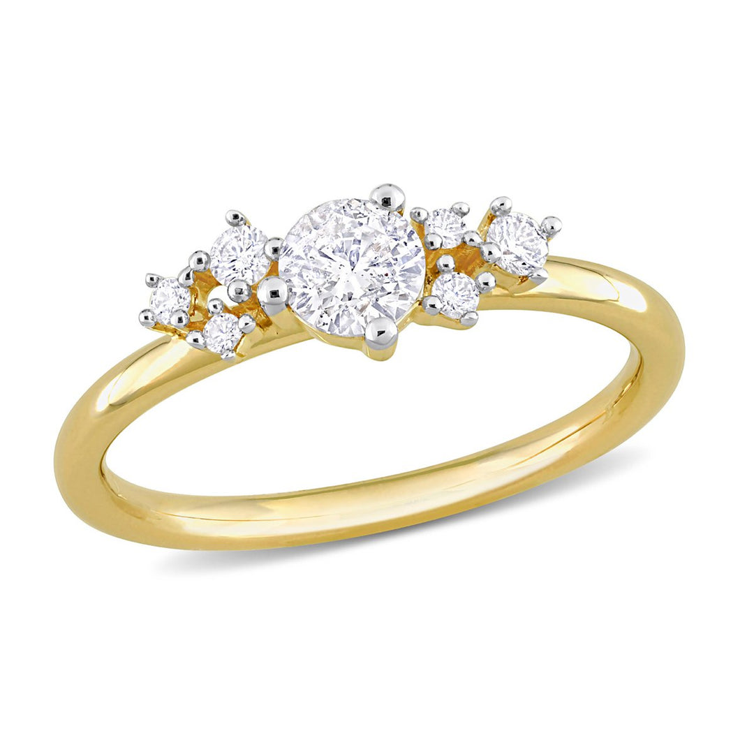 1/2 Carat (ctw H-I I1-I2) Diamond Ring in 14K Yellow Gold Image 1