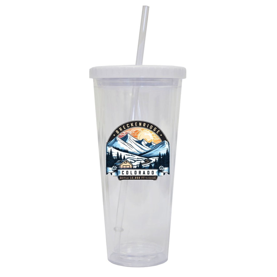 Breckenridge Colorado Souvenir 24oz Tumbler With Lid and Straw Image 1