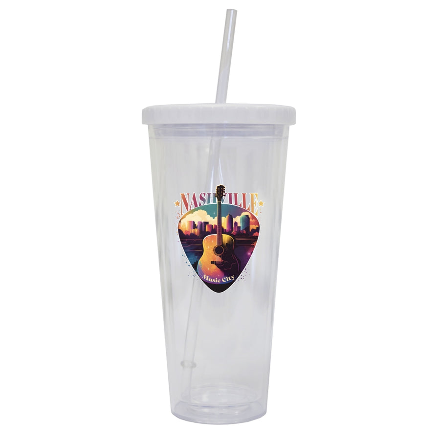 Nashville Tennessee Music City Souvenir 24oz Tumbler With Lid and Straw Image 1