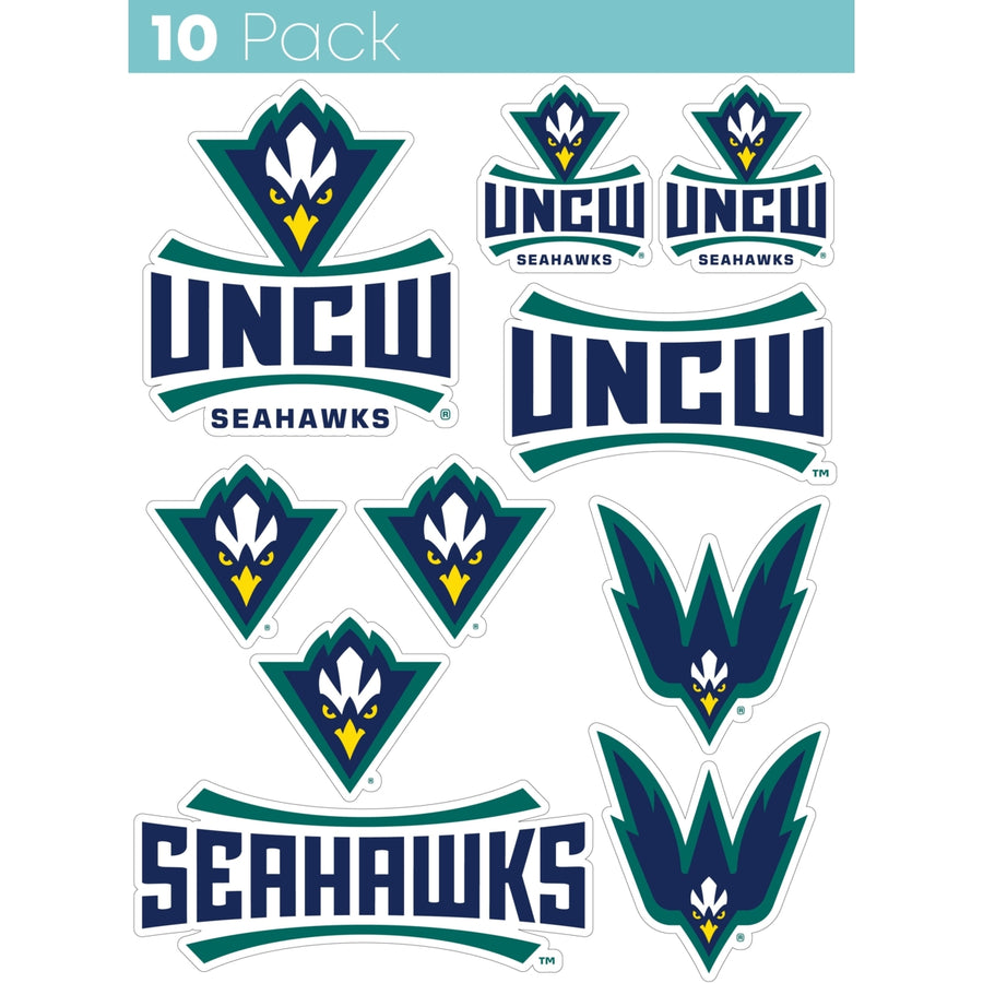 North Carolina Wilmington Seahawks 10-Pack 4 inches in size on one of its sides NCAA Durable School Spirit Vinyl Decal Image 1