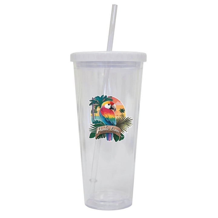 Punta Cana Dominican Republic Souvenir 24 oz Reusable Plastic Straw Tumbler w/Lid and Straw Image 2