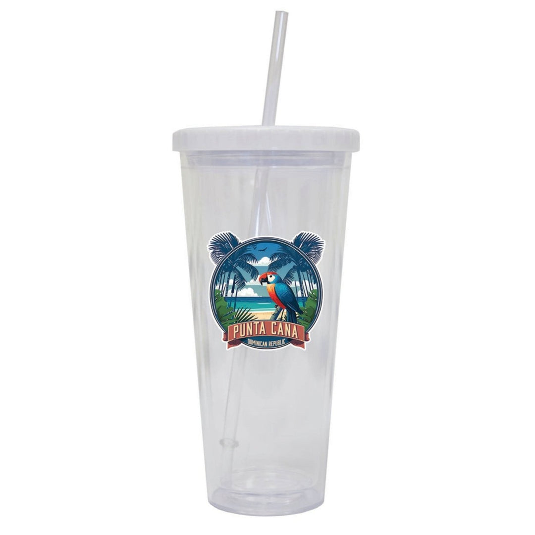 Punta Cana Dominican Republic Souvenir 24 oz Reusable Plastic Straw Tumbler w/Lid and Straw Image 3