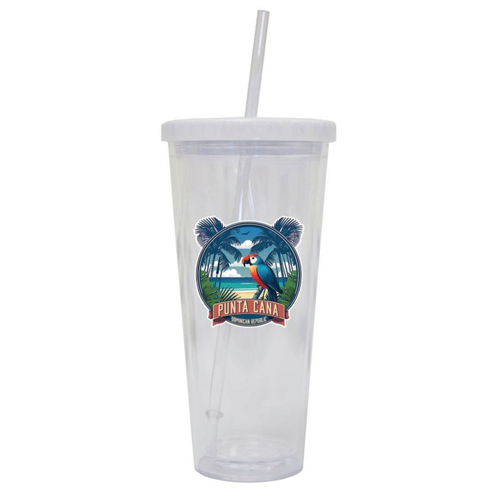 Punta Cana Dominican Republic Souvenir 24 oz Reusable Plastic Straw Tumbler w/Lid and Straw Image 3