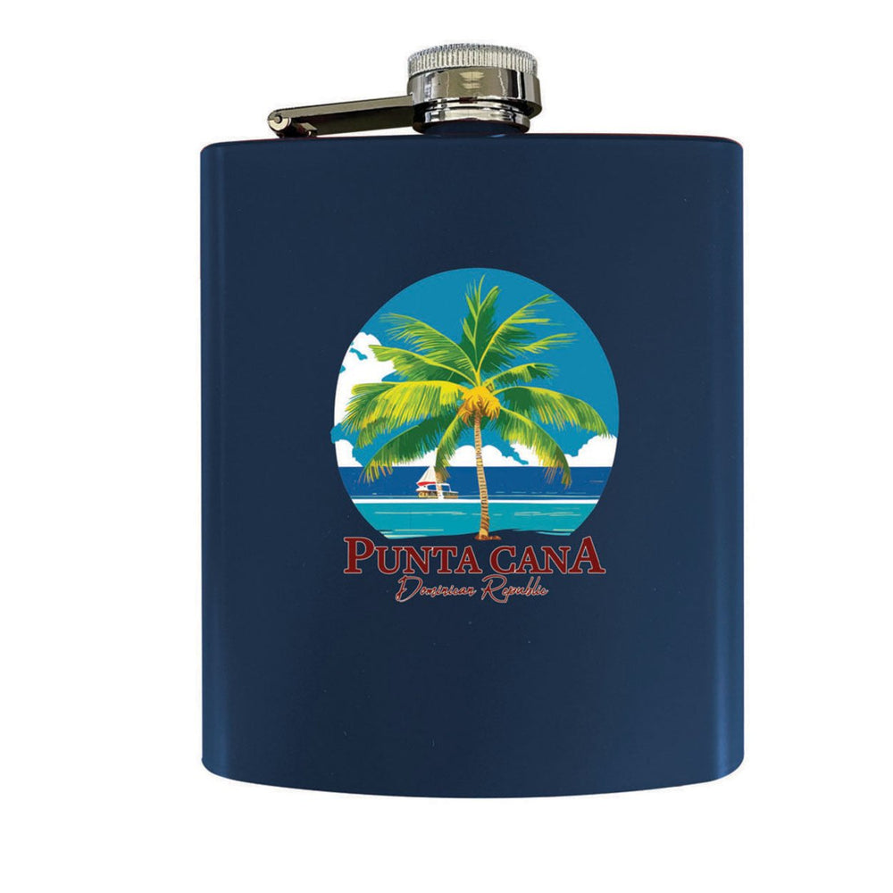 Punta Cana Dominican Republic Souvenir Matte Finish Stainless Steel 7 oz Flask Image 2
