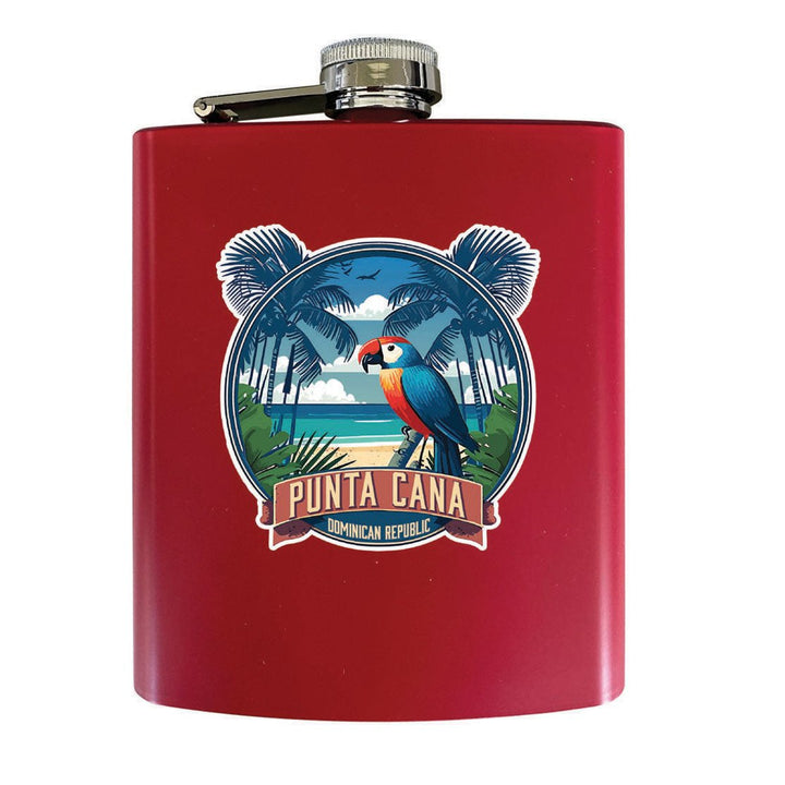 Punta Cana Dominican Republic Souvenir Matte Finish Stainless Steel 7 oz Flask Image 1