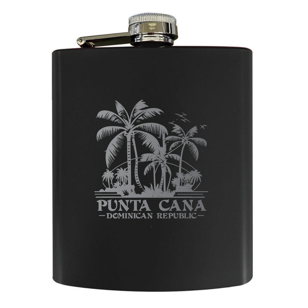 Punta Cana Dominican Republic Souvenir Engraved Matte Finish Stainless Steel 7 oz Flask Image 4
