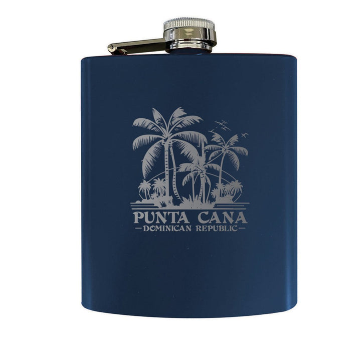 Punta Cana Dominican Republic Souvenir Engraved Matte Finish Stainless Steel 7 oz Flask Image 4