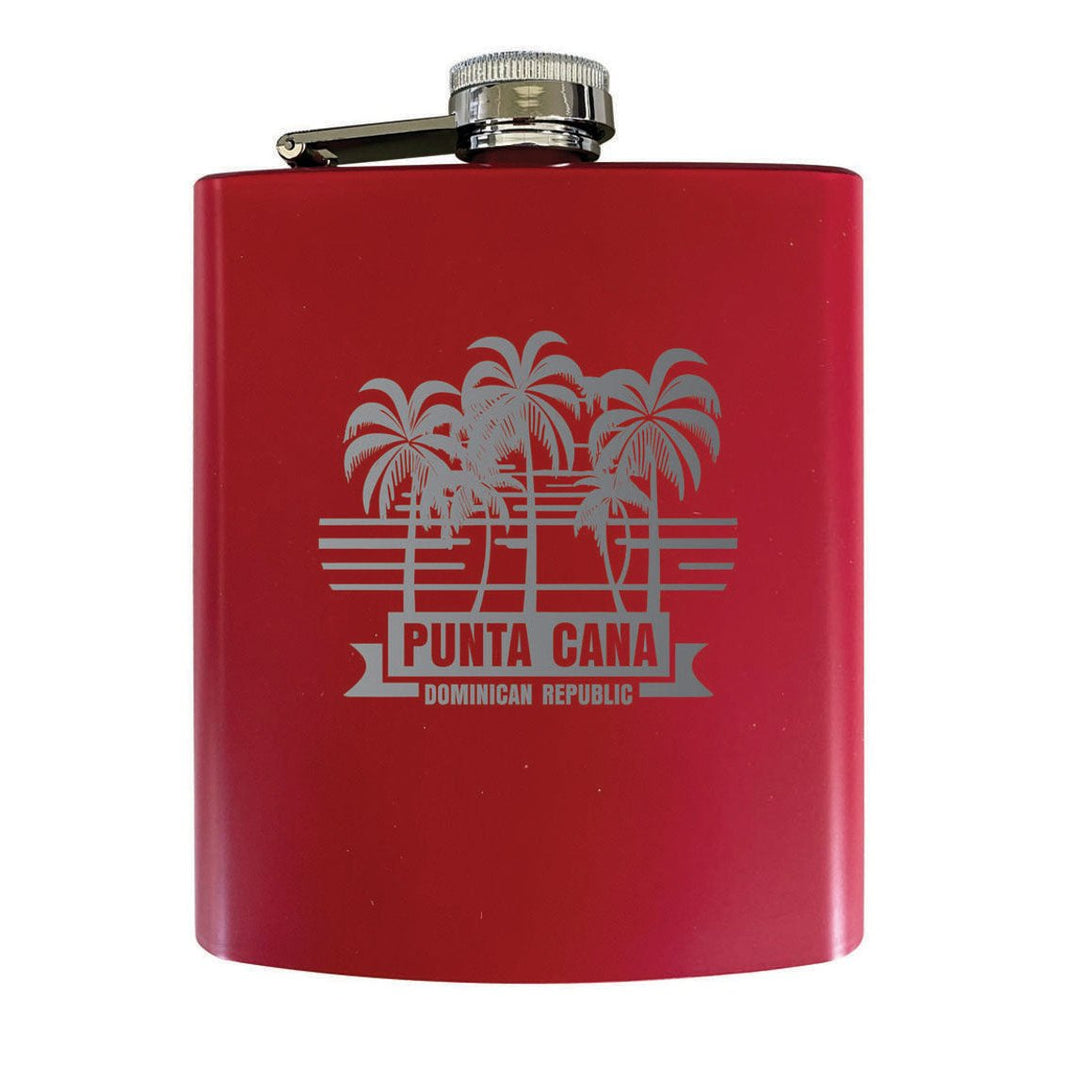 Punta Cana Dominican Republic Souvenir Engraved Matte Finish Stainless Steel 7 oz Flask Image 7