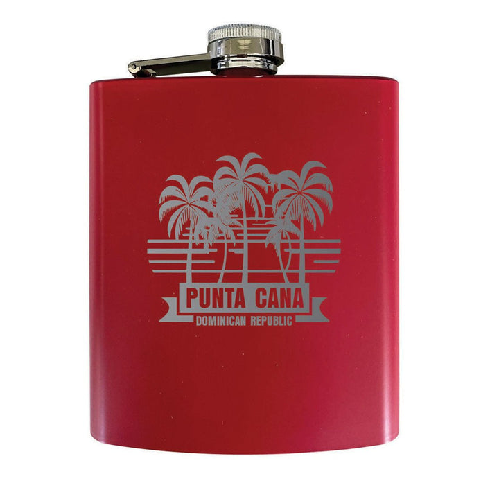 Punta Cana Dominican Republic Souvenir Engraved Matte Finish Stainless Steel 7 oz Flask Image 1