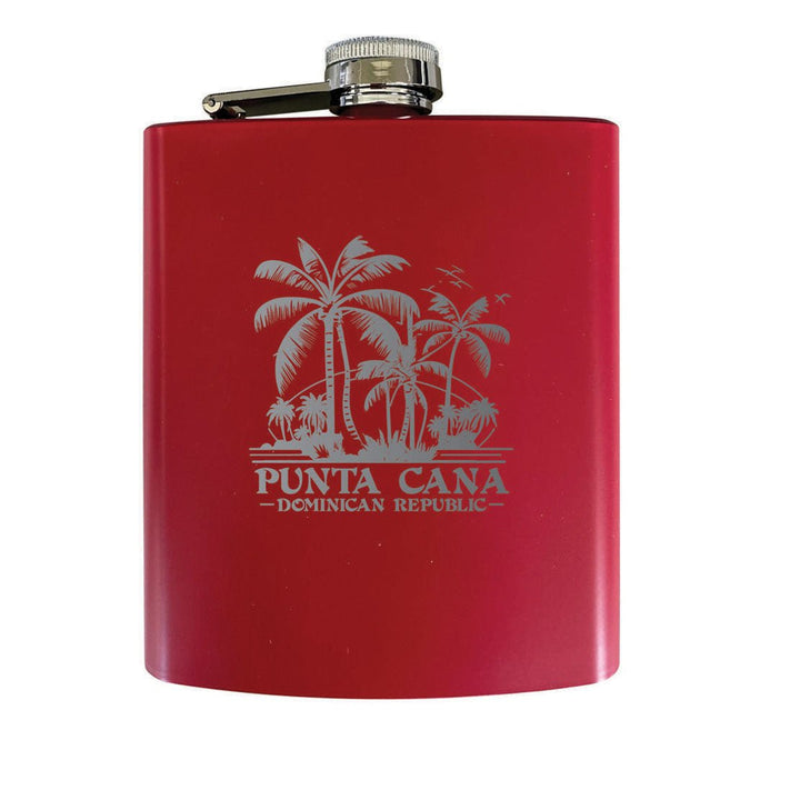 Punta Cana Dominican Republic Souvenir Engraved Matte Finish Stainless Steel 7 oz Flask Image 1