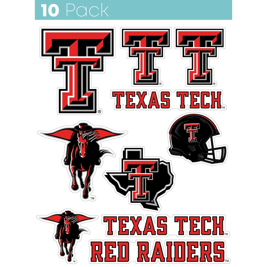 Texas Tech Red Raiders 10-Pack 4 inches in size on one of its sides NCAA Durable School Spirit Vinyl Decal Sticker Image 1