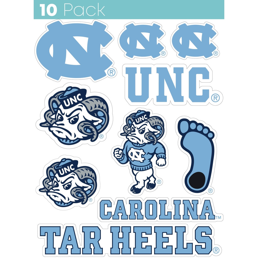 UNC Tar Heels 10-Pack 4 inches in size on one of its sides NCAA Durable School Spirit Vinyl Decal Sticker Image 1