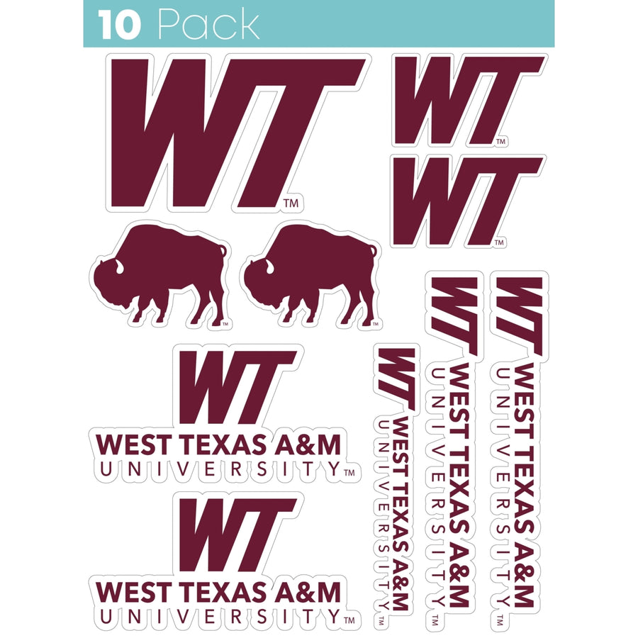 West Texas A&M Buffaloes 10 Pack Collegiate Vinyl Decal Sticker Image 1