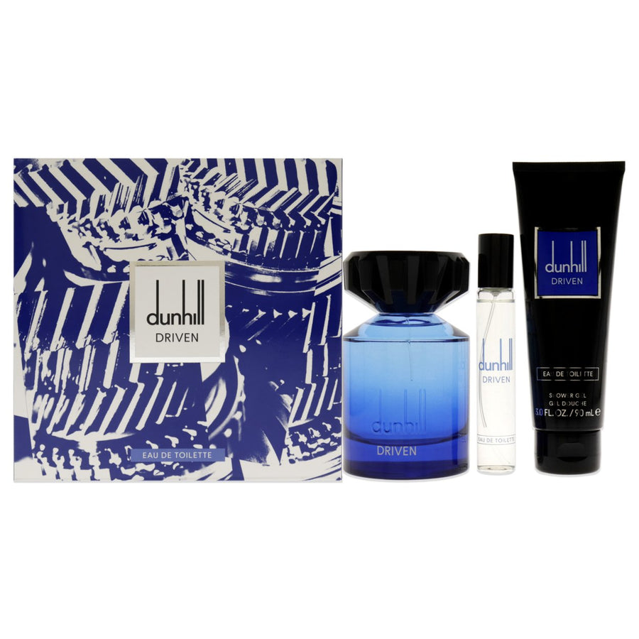 Driven Blue by Alfred Dunhill for Men - 3 Pc Gift Set 3.4oz EDT Spray3oz Shower Gel0.15ml Travel Spray Image 1