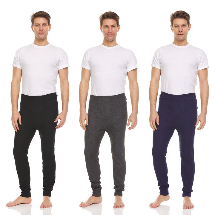 Daresay Mens Thermal Long John Pants Cotton Blend Moisture Wicking Variety Pack Image 1