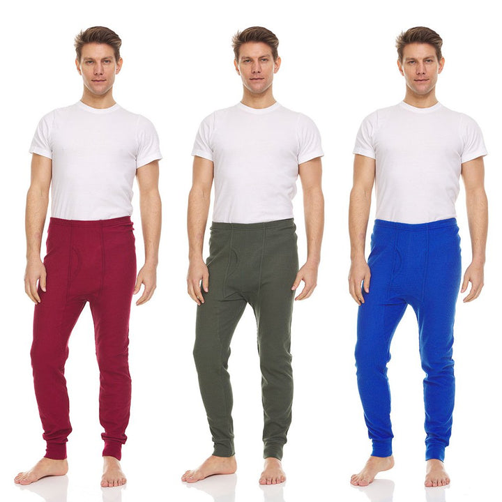 Daresay Mens Thermal Long John Pants Cotton Blend Moisture Wicking Variety Pack Image 1