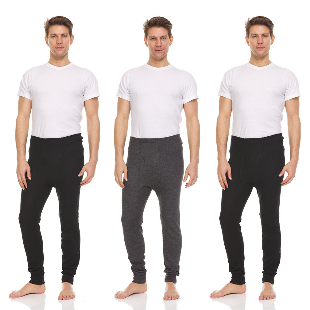 Daresay Mens Thermal Long John Pants Cotton Blend Moisture Wicking Variety Pack Image 4