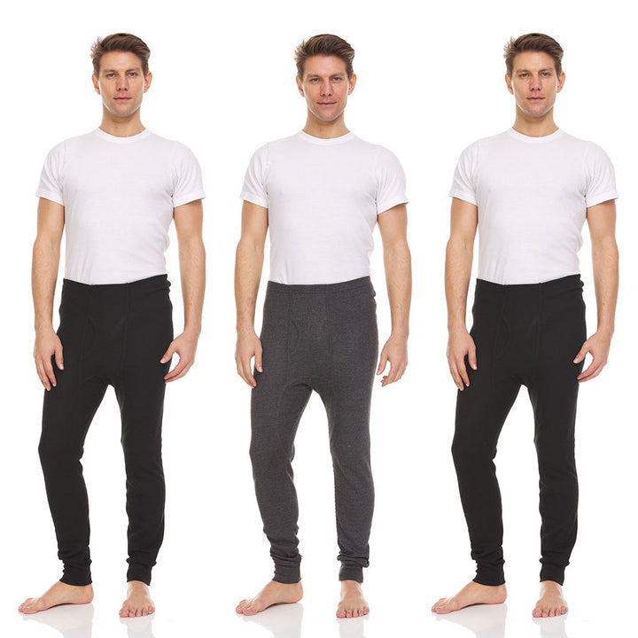 Daresay Mens Thermal Long John Pants Cotton Blend Moisture Wicking Variety Pack Image 1