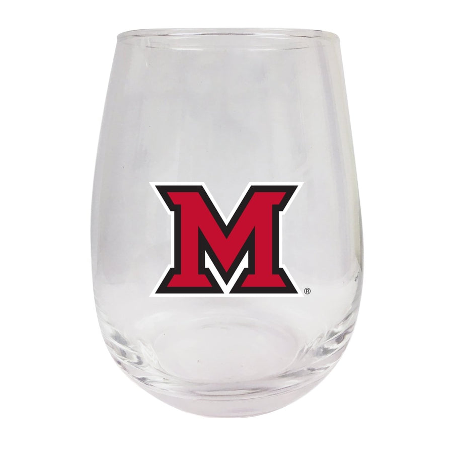 Miami University of Ohio Stemless Wine Glass - 9 oz. Officially Licensed NCAA Merchandise Image 1