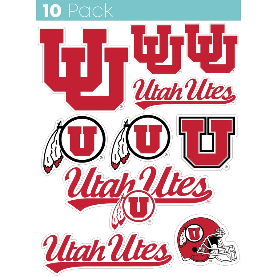 Utah Utes 10-Pack 4 inches in size on one of its sides NCAA Durable School Spirit Vinyl Decal Sticker Image 1