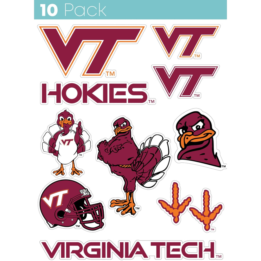 Virginia Tech Hokies 10-Pack 4 inches in size on one of its sides NCAA Durable School Spirit Vinyl Decal Sticker Image 1